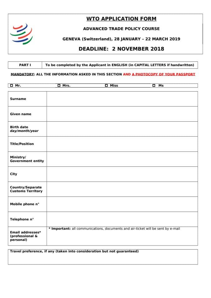 ATPC - Application form 2019