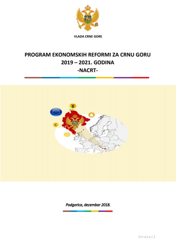 Nacrt prorama ekonomskih reformu za Crnu Goru 2019 - 2021 godina