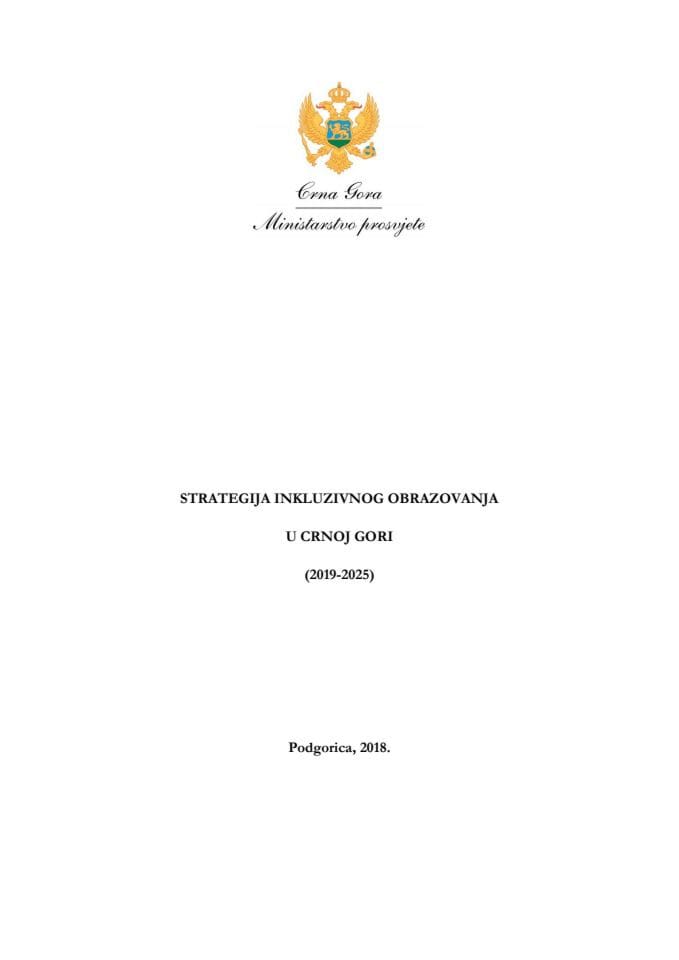 Predlog strategije inkluzivnog obrazovanja u Crnoj Gori (2019-2025) s Predlogom akcionog plana
