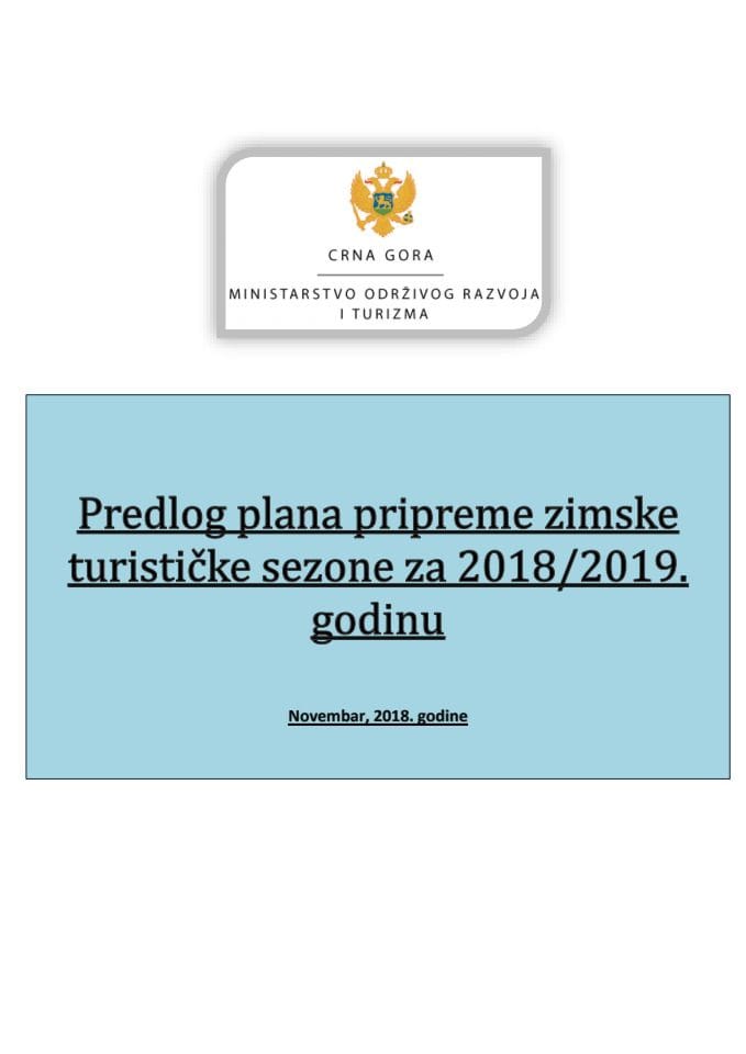 Predlog plana pripreme zimske turističke sezone za 2018/2019. godinu