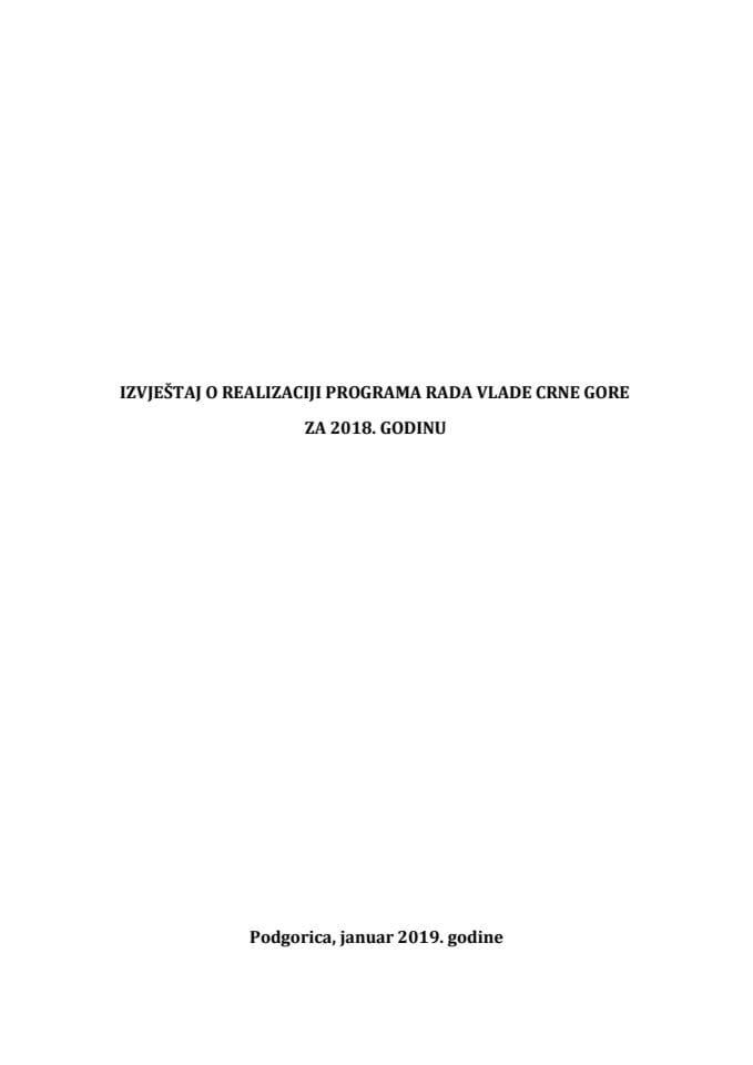 Izvještaj o realizaciji Programa rada Vlade Crne Gore za 2018. godinu