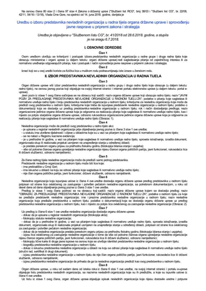 Uredba o izboru predstavnika nevladinih