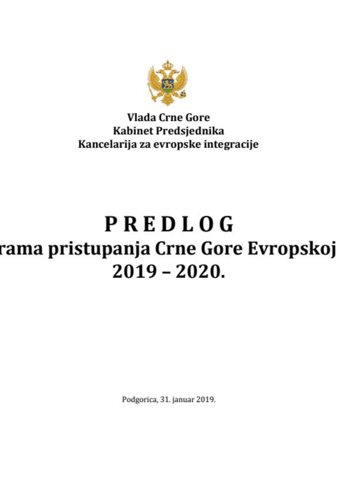 Predlog programa pristupanja Crne Gore Evropskoj uniji 2019-2020.