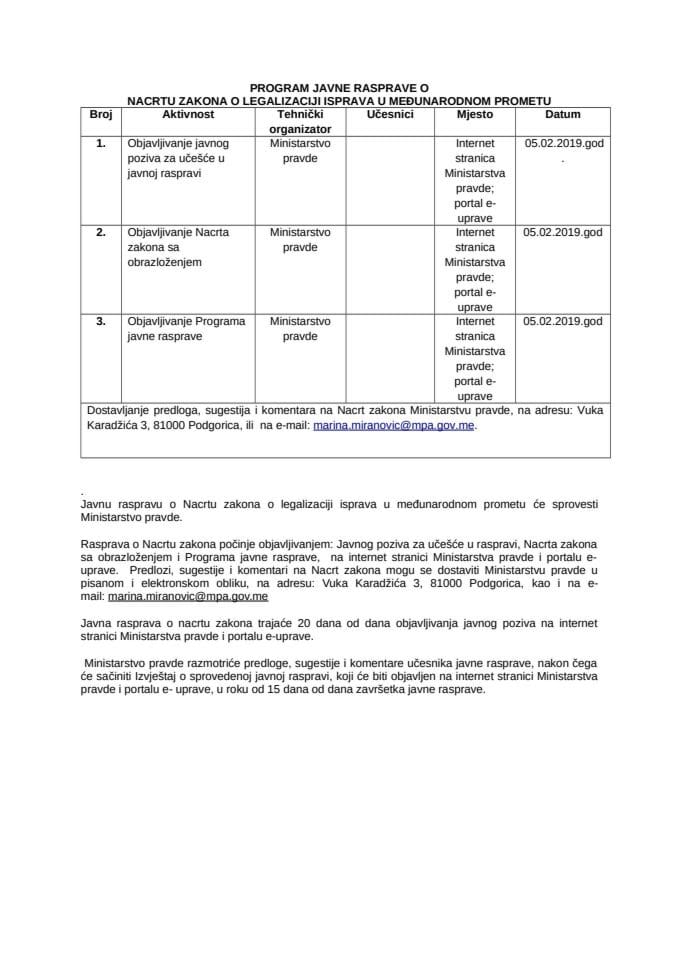 Program javne rasprave za legalizaciju isprava u međunarodnom prometu