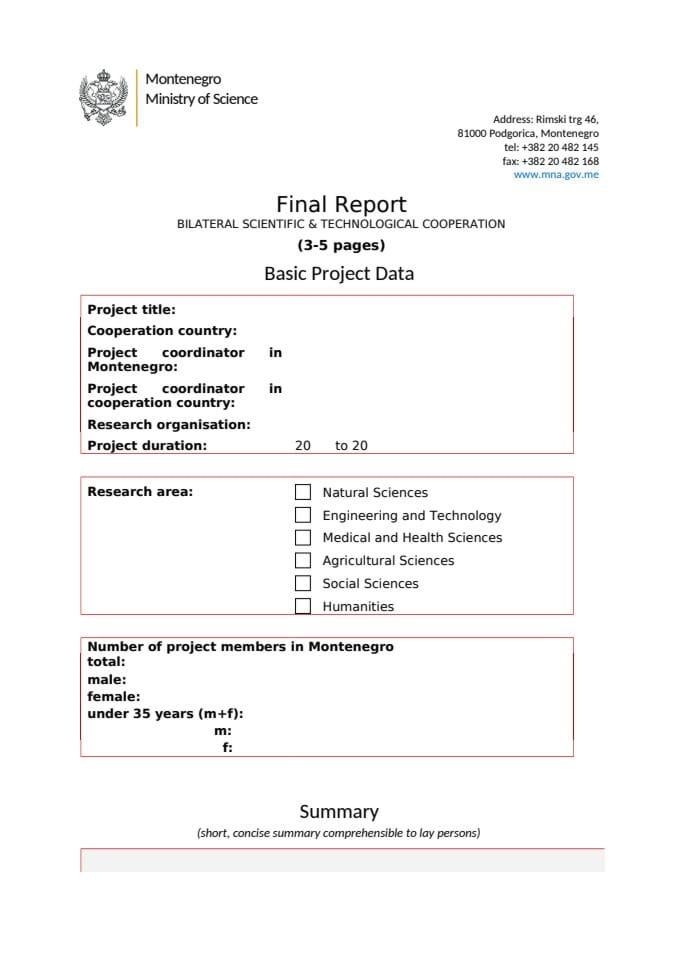 Project Report Form