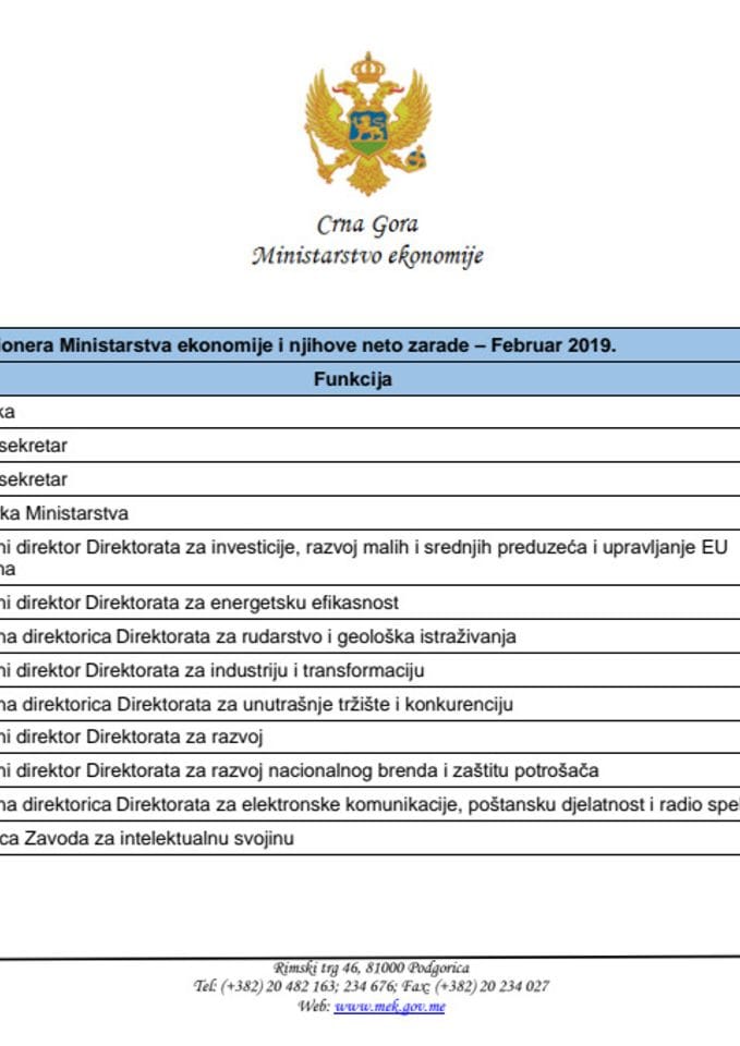 Bruto i neto zarade za februar 2019