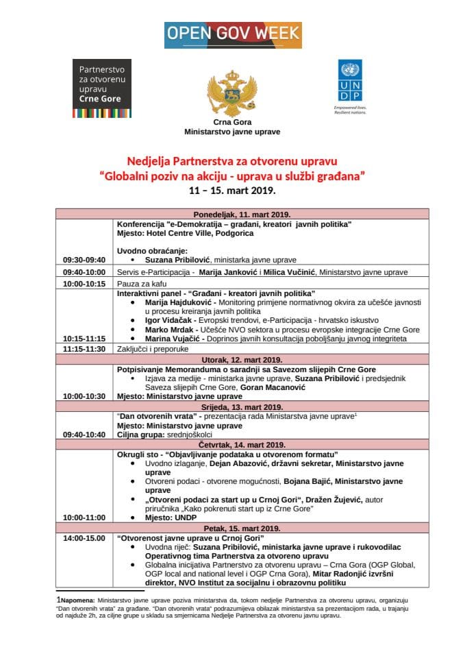 AGENDA OGP - 11. 03-15.03. 2019.