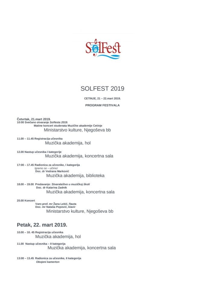 PROGRAM Solfest 2019.