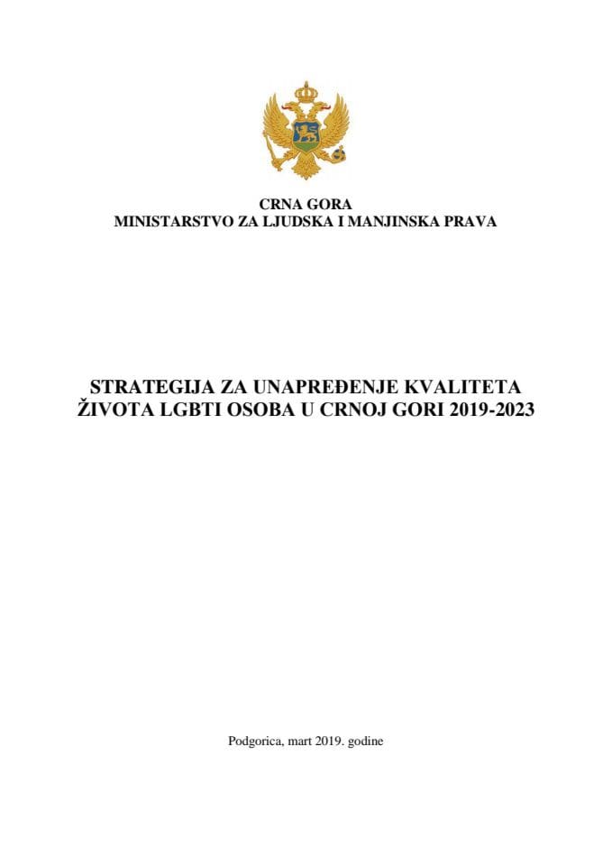 Strategija za unapređenje kvaliteta života LGBTI osoba u Crnoj Gori 2019-2023