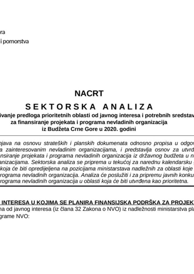 Obrazac sektorske analize 2020-Saobraćaj bezbjednost i sigurnost u saobraćaju