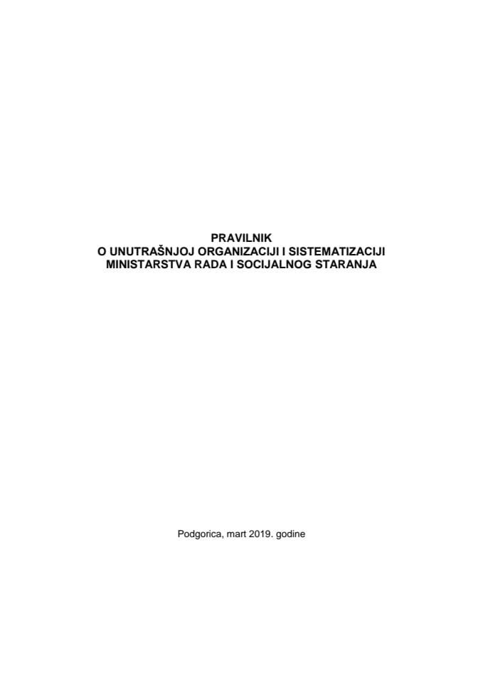 Predlog pravilnika o unutrašnjoj organizaciji i sistematizaciji Ministarstva rada i socijalnog staranja