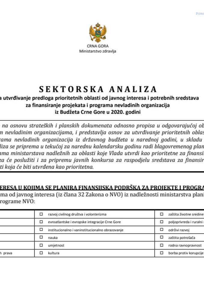 Sektorska analiza za 2020 HIV