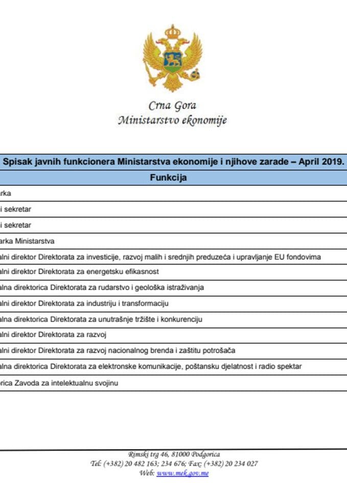 Bruto i neto zarade za april 2019