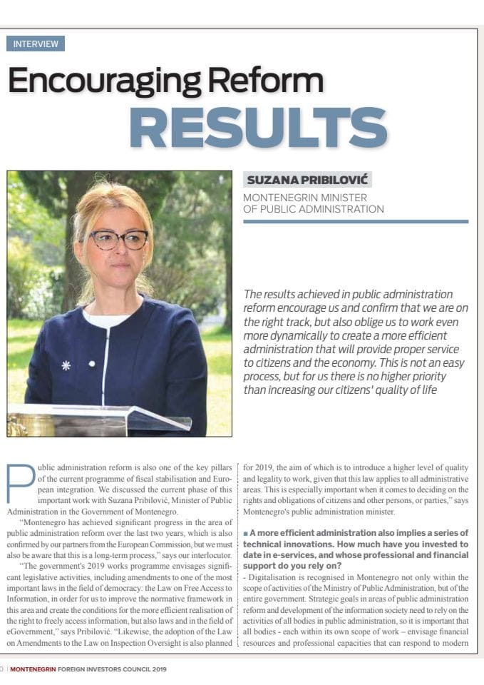 Interview - Suzana Pribilović - Montenegrin Minister of Public Administration