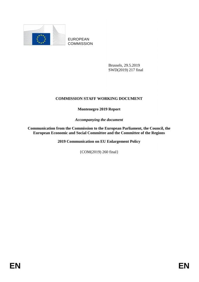 European Commission's Report on Montenegro for 2019