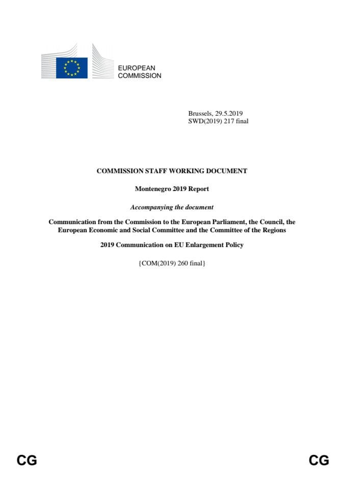 Извјештај Европске комисије о Црној Гори за 2019. годину МНЕ