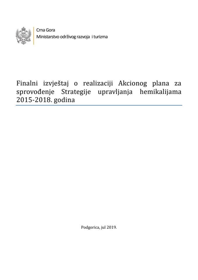 Finalni izvještaj o realizaciji Akcionog plana za sprovođenje Strategije upravljanja hemikalijama 2015-2018. godina