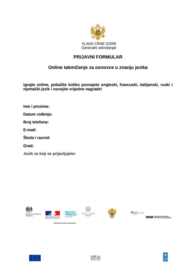 060919 Prijavni formular