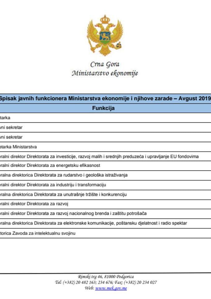 Bruto i neto zarade za Avgust 2019