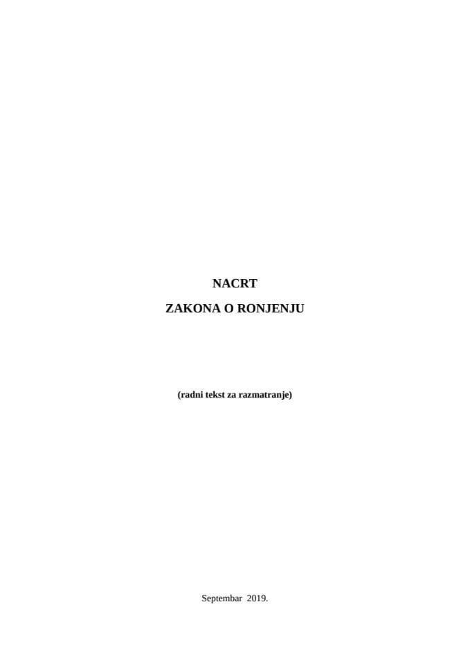 Nacrt Zakona o ronjenju za javnu raspravu