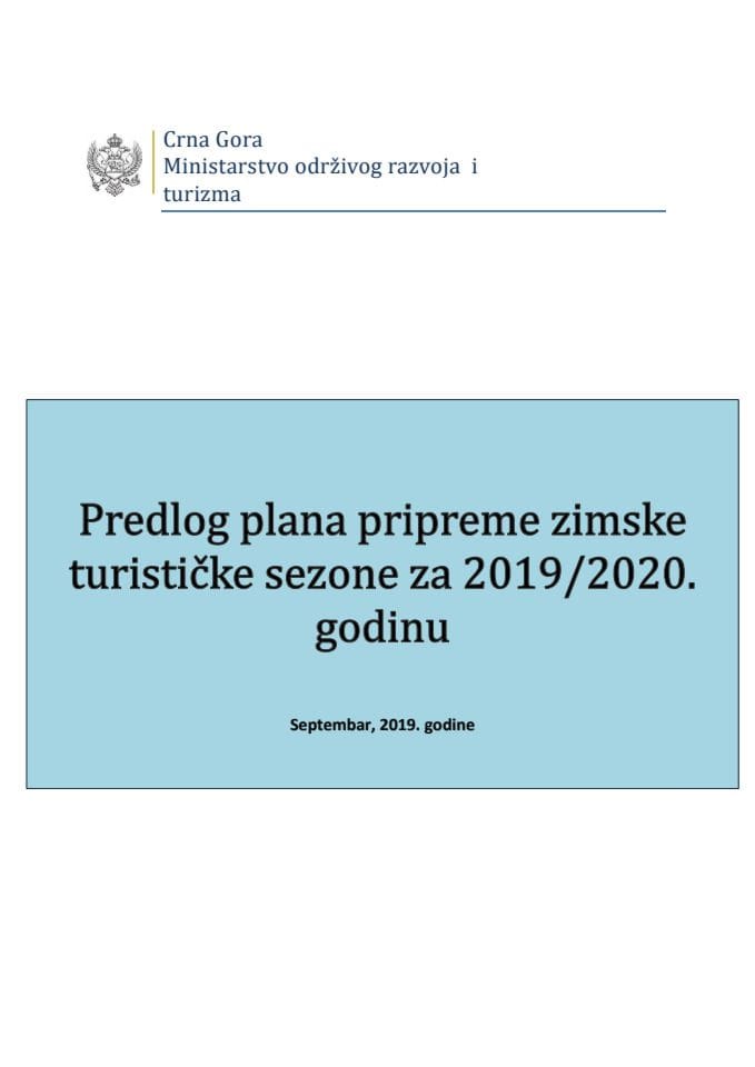 Predlog plana pripreme zimske turističke sezone za 2019/2020. godinu
