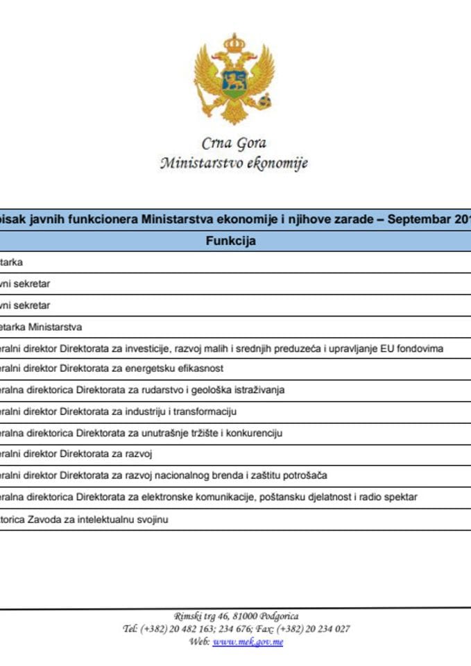 Bruto i neto zarade - Septembar 2019