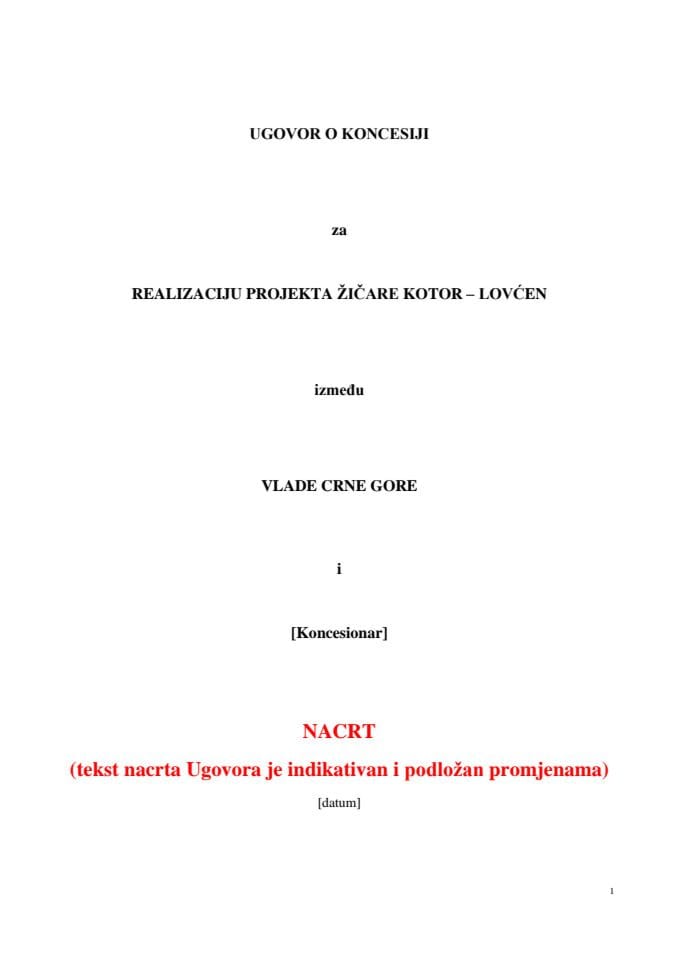 Nacrt Ugovora Zicara Kotor Lovcen okt 2019