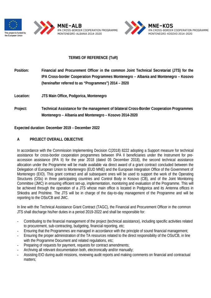 21 XI 19 ToR Finance and Procurement Officer