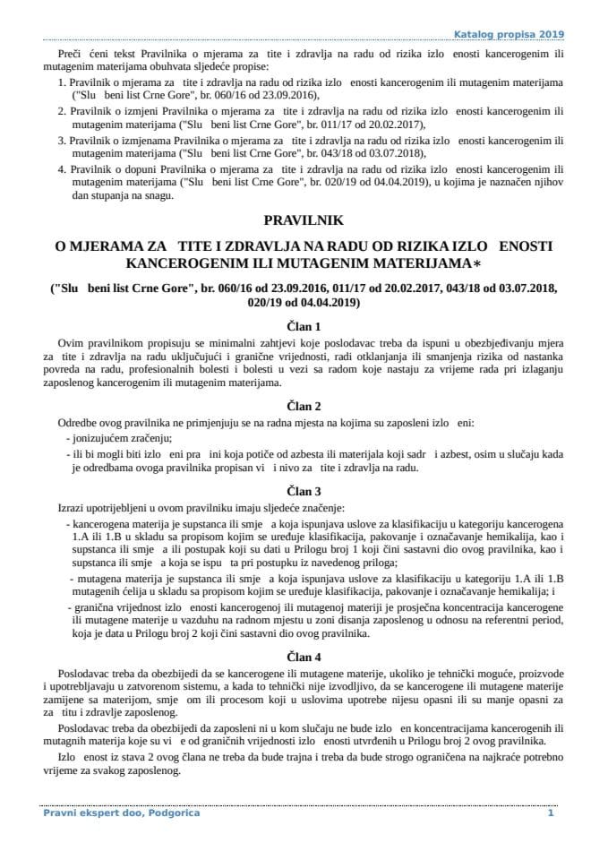 Pravilnik    od rizika izlozenosti kancerogenim ili mutagenim materijama