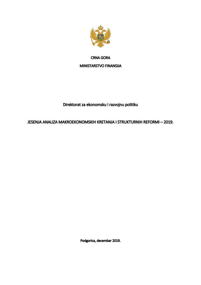 Jesenja analiza makroekonomskih kretanja i strukturnih reformi - 2019.	