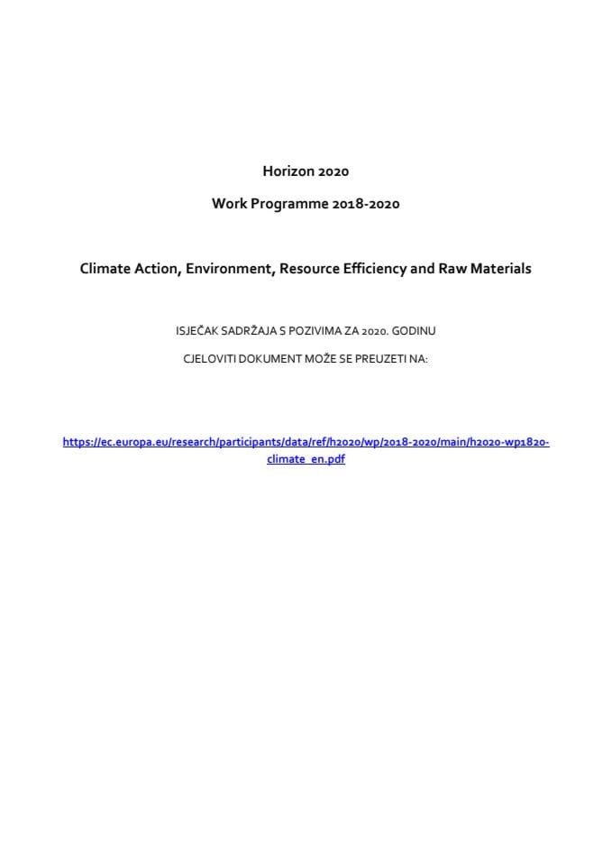 Climate Action, Environment, Resource Efficiency and Raw Materials