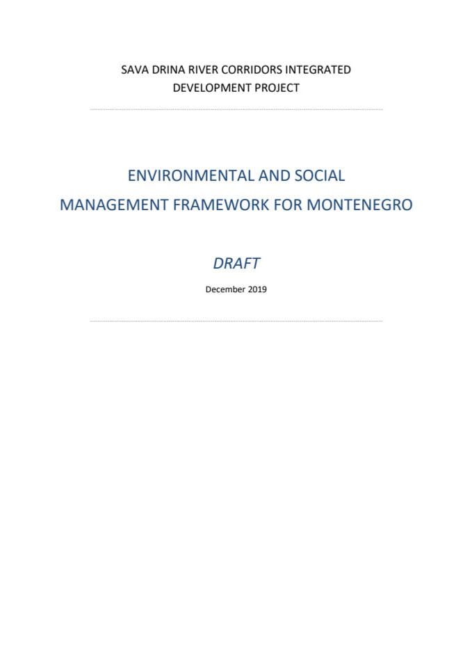 Sava Drina ESMF for Montenegro draft for consultation 25 Dec 2019-2