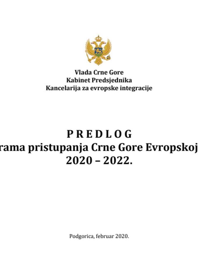 Predlog programa pristupanja Crne Gore Evropskoj uniji 2020-2022.