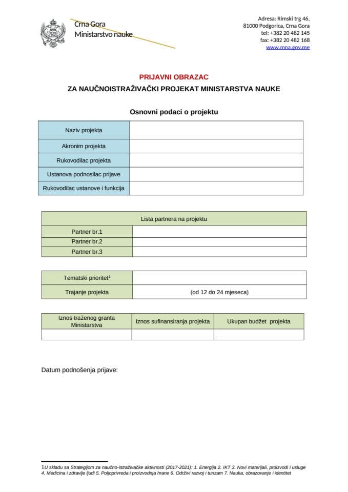 2. Prijavni obrazac projekta - aplikacija