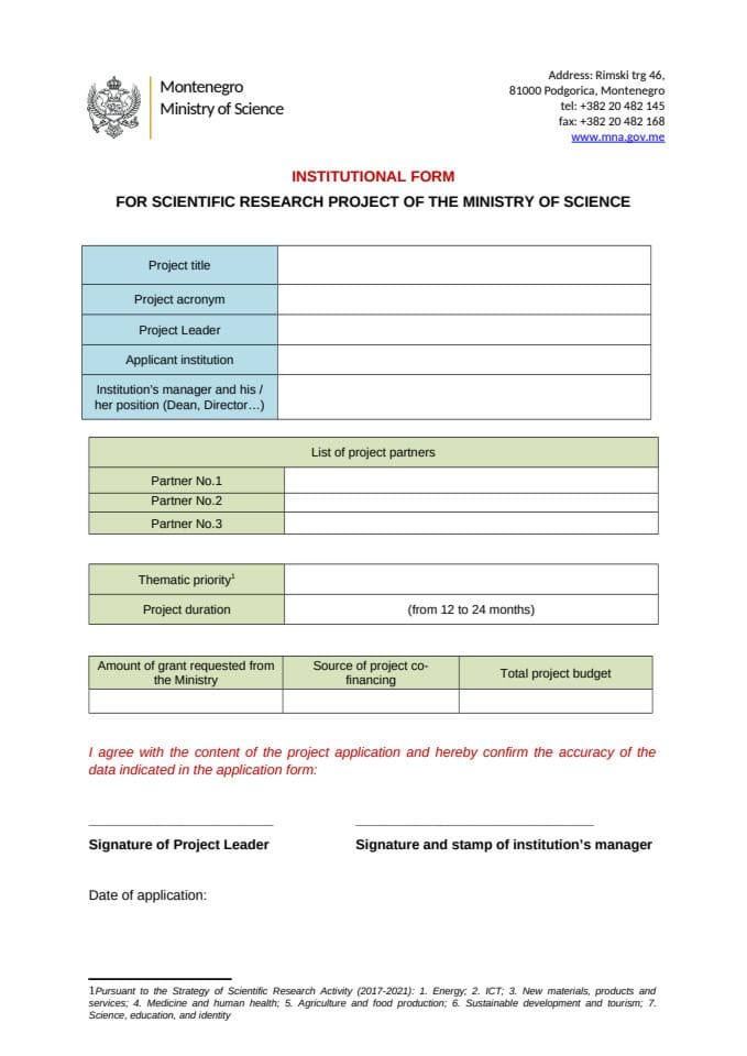 1. Institutional Form - for signature