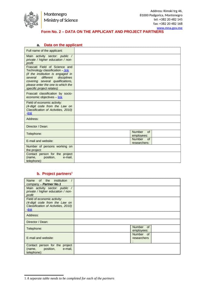 4. Data about project partners