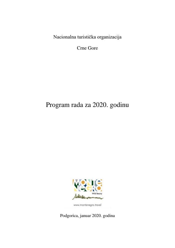 Предлог програма рада и Предлог финансијског плана Националне туристичке организације Црне Горе за 2020. годину