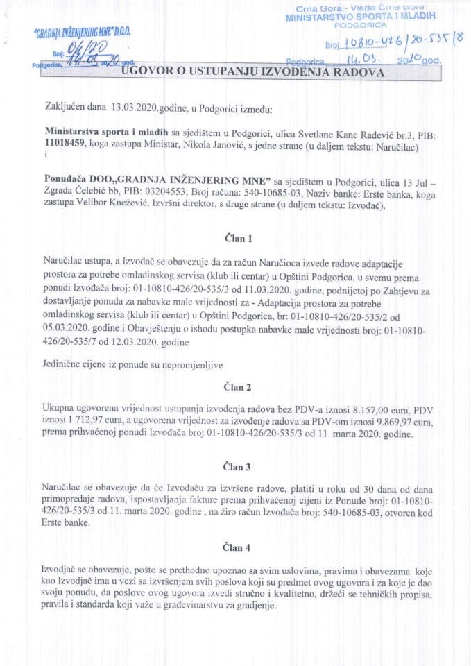Adptacija prostora za potrebe omladinskog servisa (klub ili centar) u Opštini Podgorica