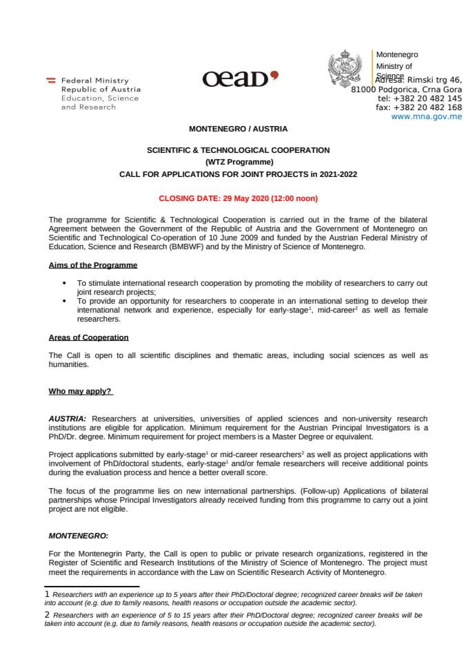 S_T  Montenegro Austria Call Deadline extended