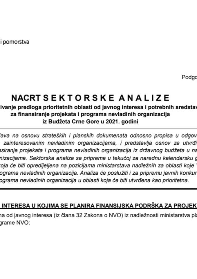 Nacrt sektorske analize 2021-Zaštita životne sredine u saobraćaju