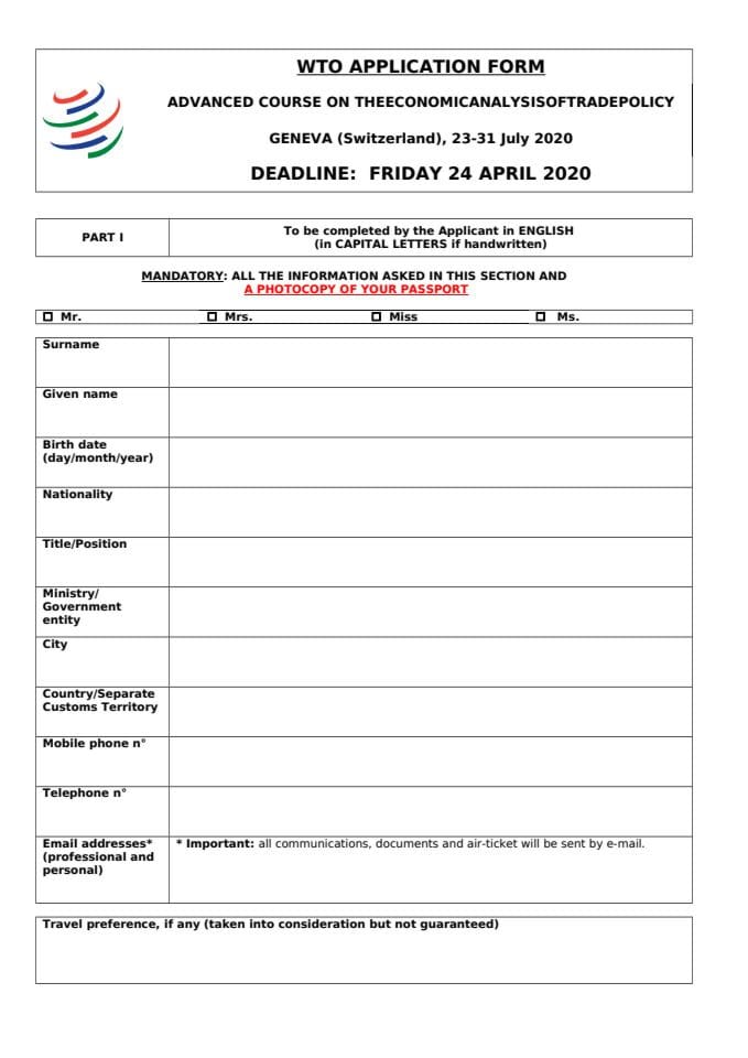 Application Form - Economic Analysis 2020