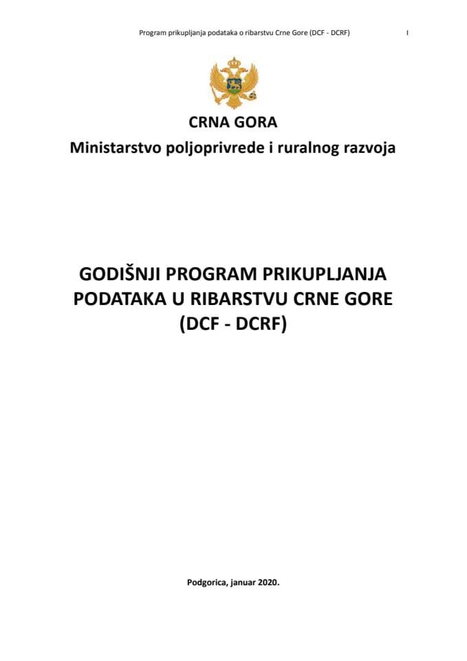 Godišnji program prikupljanja podataka u ribarstvu Crne Gore 
