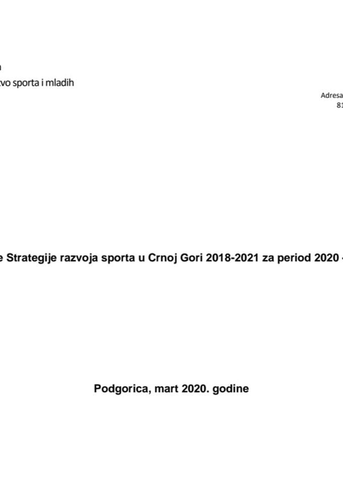 Предлог плана реализације Стратегије развоја спорта у Црној Гори (2018-2021) за период 2020-2021. година