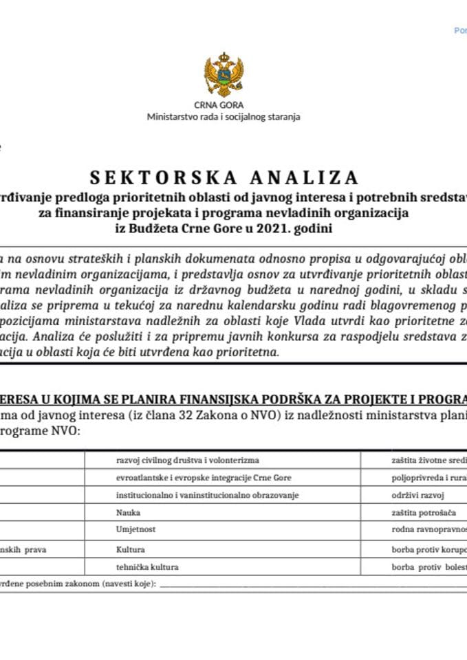 Sektorska analiza - pomoc starijim licima 2021.