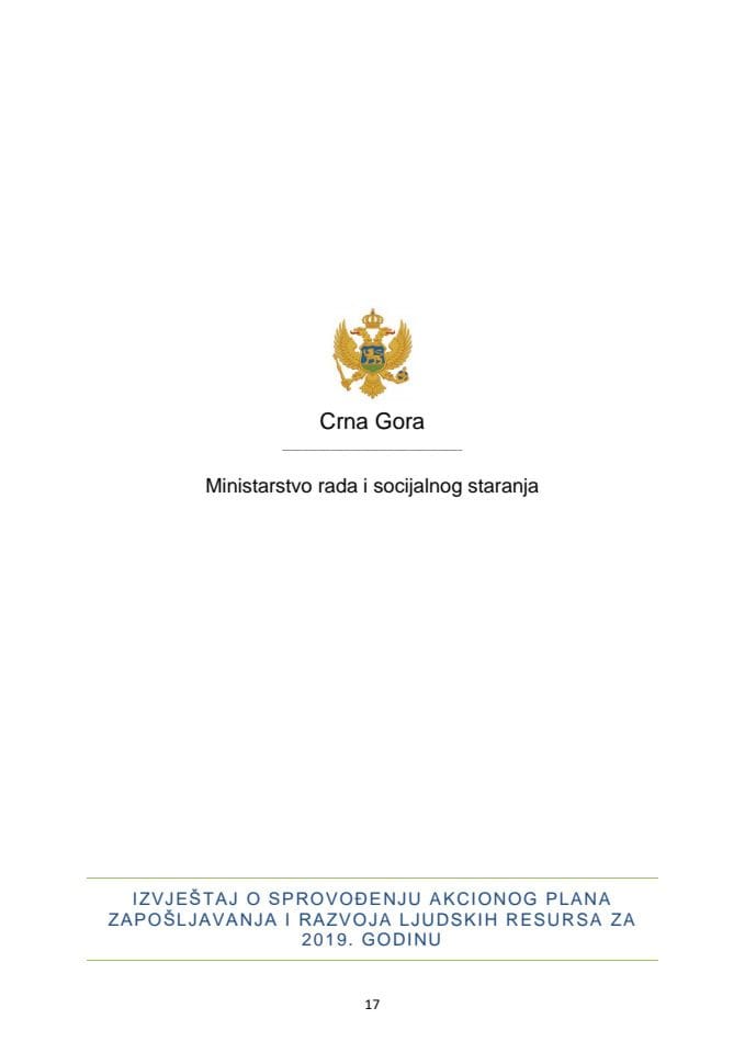 Izvještaj o sprovođenju Akcionog plana zapošljavanja i razvoja ljudskih resursa za 2019. godinu