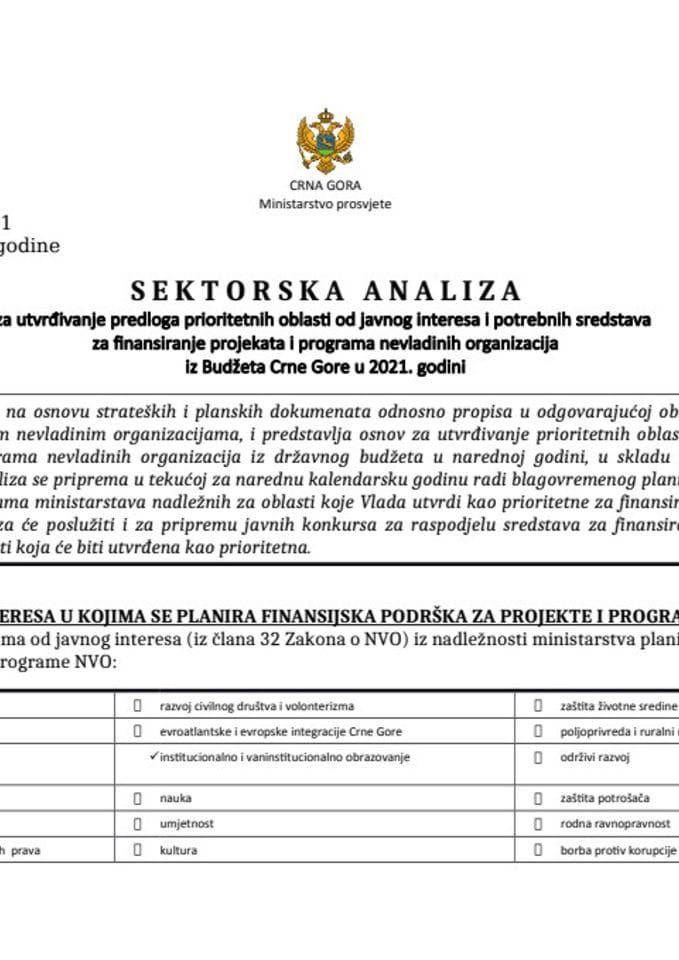 Sektorska analiza 2021