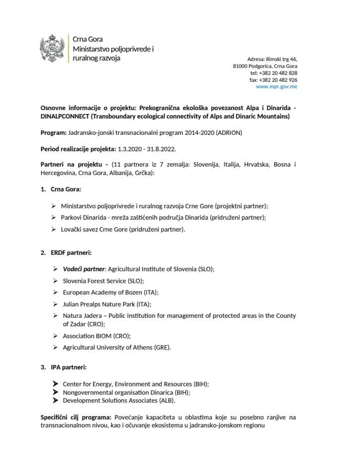 Osnovne informacije o projektu