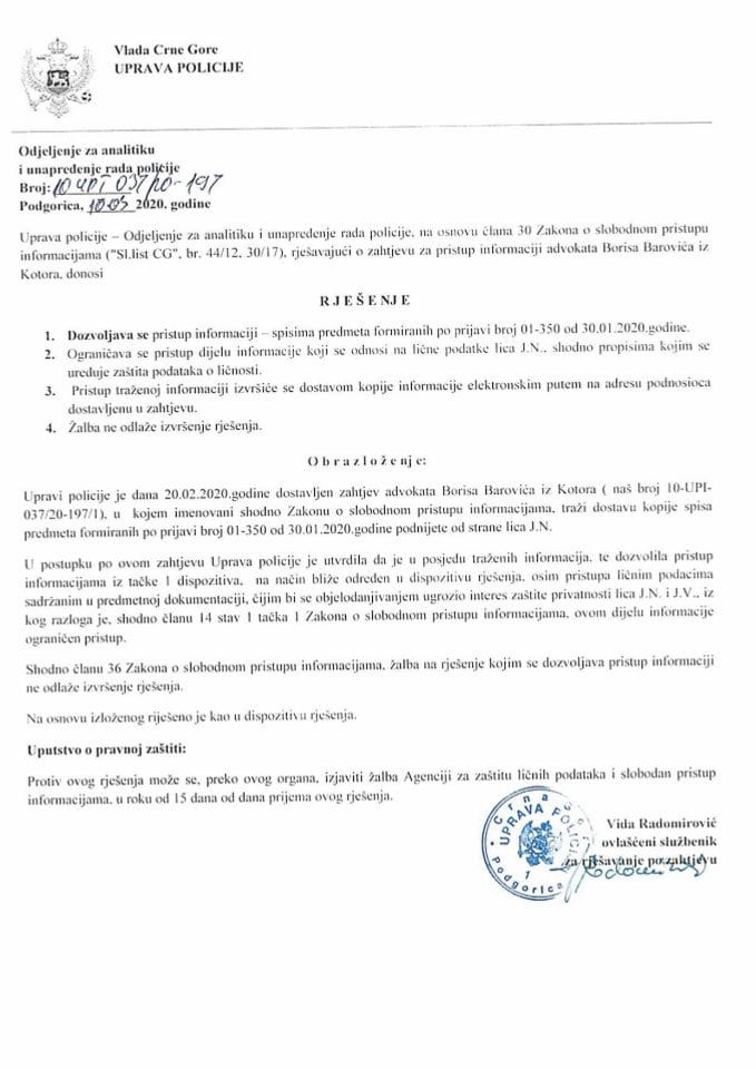 Rješenje Broj 10-UPI-037-20-197 od 10. 03. 2020.