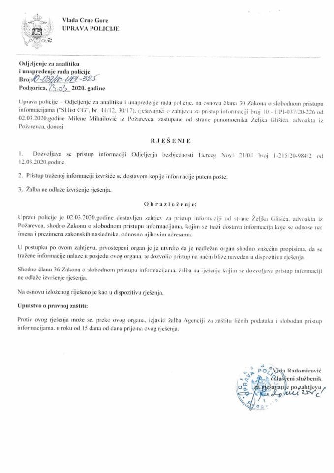 Rješenje Broj 10-UPI-037-20-325