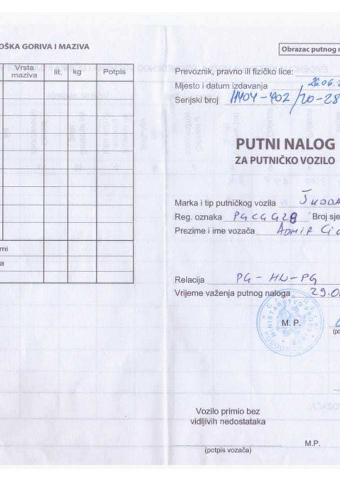 Putni nalozi MPS od 29.7. do 5.7.2020